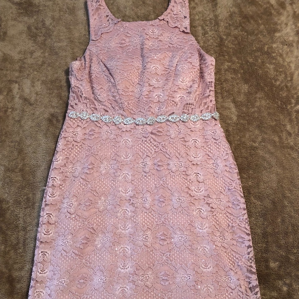 Champagne lace cocktail dress